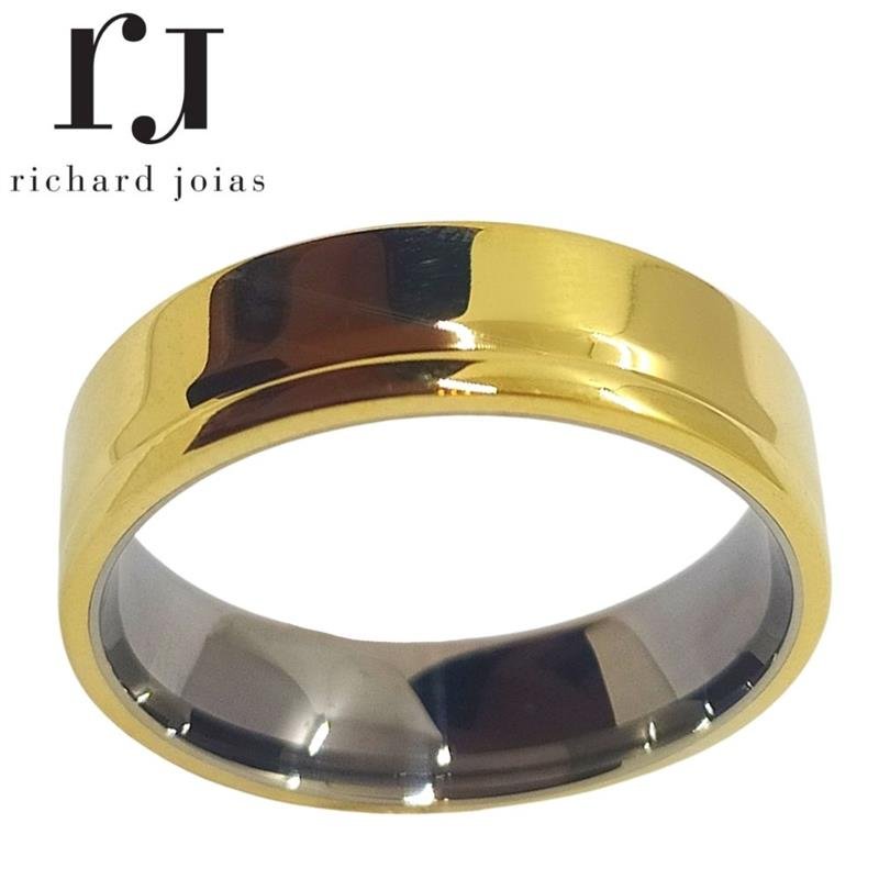 ALIANÇA DE MOEDA C/FORRO DE AÇO 6,0MM ANATÔMICA QUADRADA C/01 FRISO DE 130º