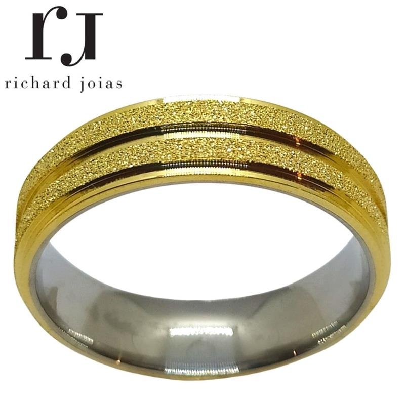 ALIANÇA DE MOEDA C/FORRO DE AÇO 6,0MM ANATÔMICA QUADRADA DIAMANTADA C/ LATERAL REBAIXADA