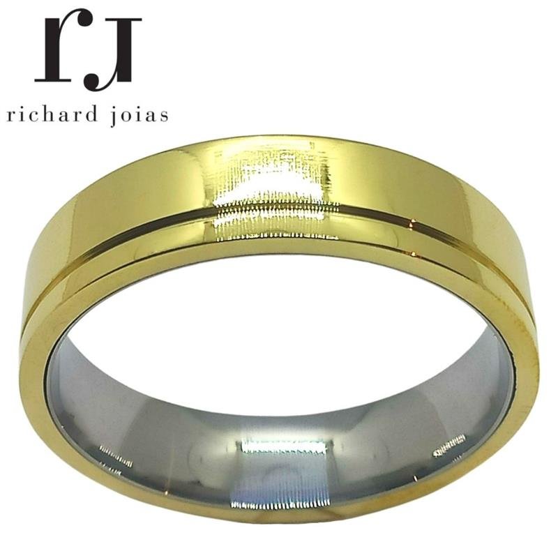 ALIANÇA DE MOEDA C/FORRO DE AÇO 6,0MM QUADRADA C/01 FRISO 0,50 LATERAL