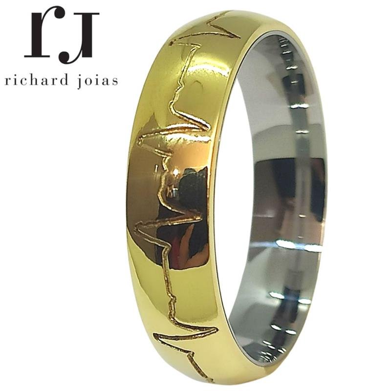 ALIANÇA DE MOEDA C/FORRO DE AÇO 6,0MM ANATÔMICA ABAULADA C/BATIMENTOS