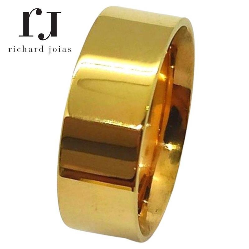 ALIANÇA DE MOEDA 8,0MM ANATÔMICA QUADRADA