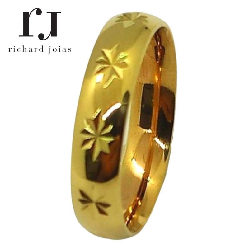 ALIANÇA DE MOEDA 5,0MM ANATÔMICA ABAULADA TRABALHADA