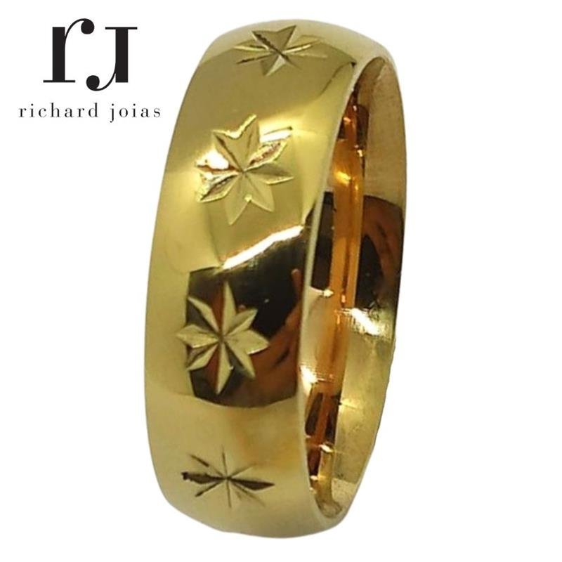 ALIANÇA DE MOEDA 7,0MM ABAULADA TRABALHADA