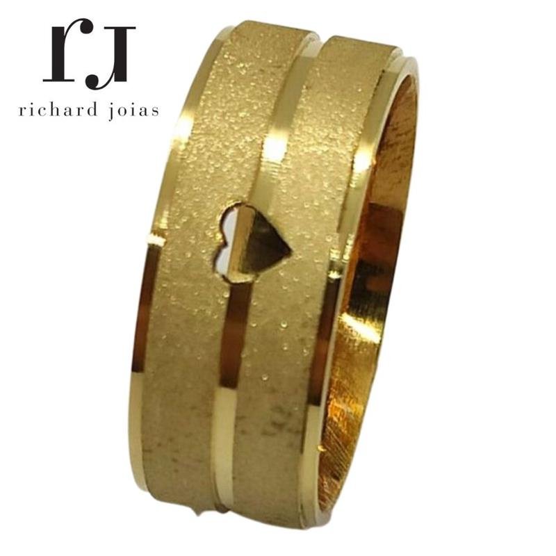 ALIANÇA DE MOEDA 9,0MM DIAMANTADA C/CORAÇÃO