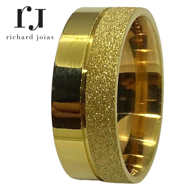 ALIANÇA DE MOEDA 8,0MM QUADRADA DIAMANTADA C/ 01 FRISO