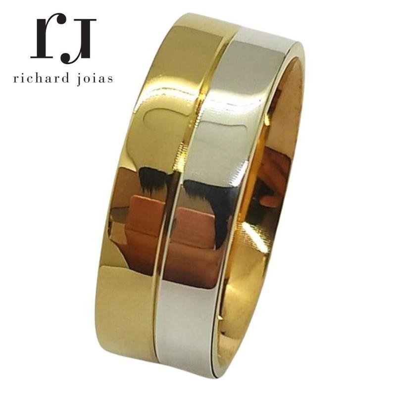 ALIANÇA DE MOEDA 8,0MM C/CHAPA DE PRATA