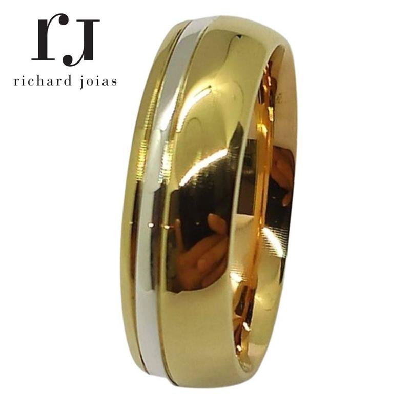 ALIANÇA DE MOEDA 7,0MM ABAULADA C/FILETE DE PRATA