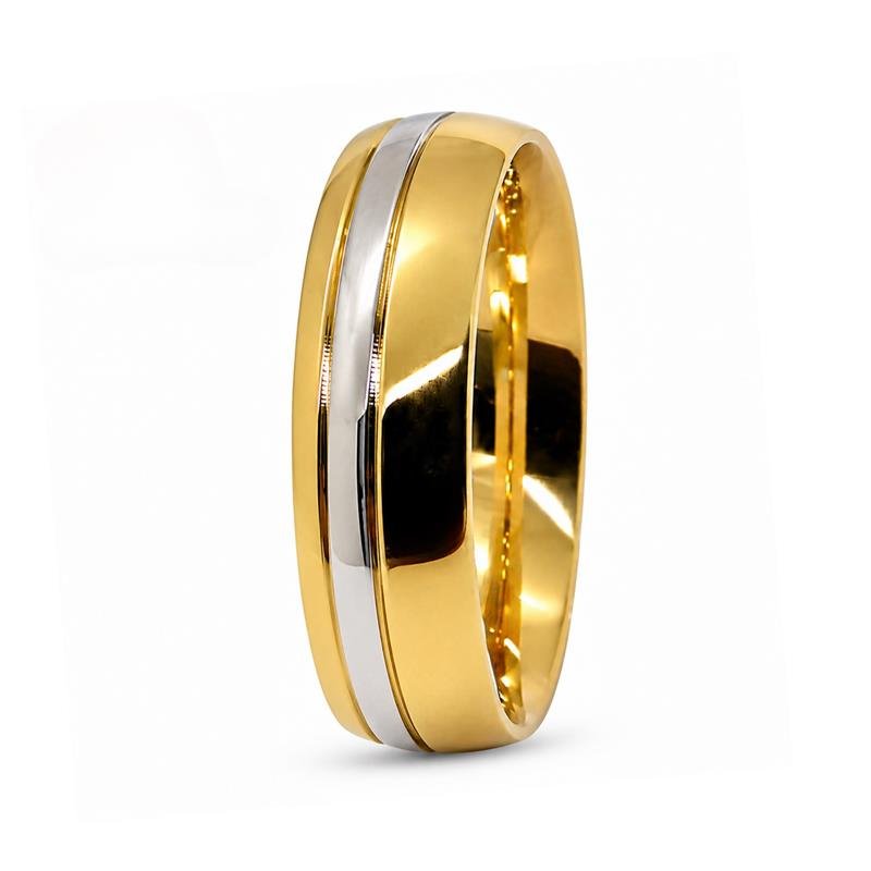 ALIANÇA DE MOEDA 7,0MM ABAULADA C/FILETE DE PRATA