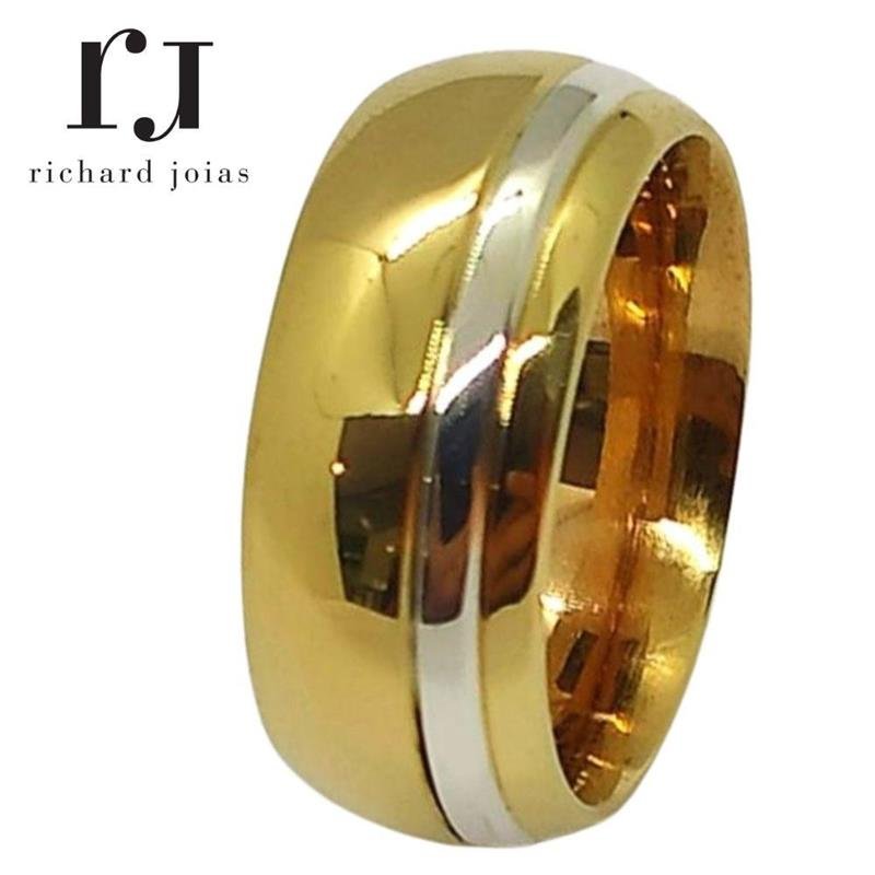 ALIANÇA DE MOEDA 8,0MM ABAULADA C/FILETE DE PRATA