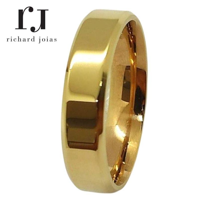 ALIANÇA DE MOEDA 6,0MM ANATÔMICA QUADRADA CHANFRADA