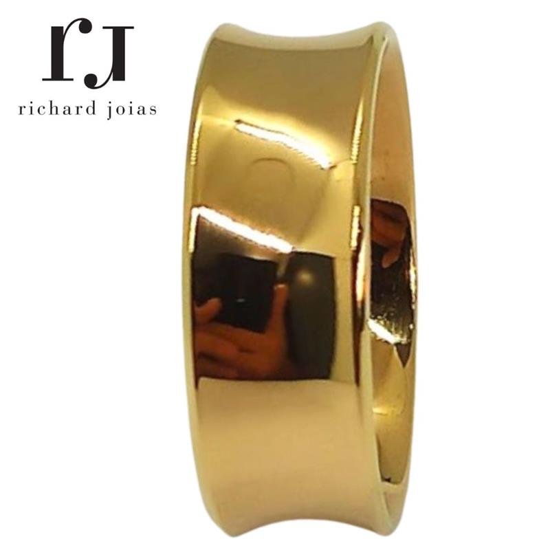 ALIANÇA DE MOEDA 8,0MM ANATÔMICA QUADRADA CÔNCAVA CHANFRADA