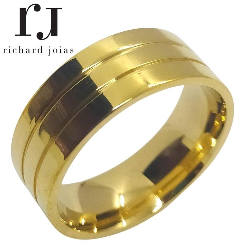 ALIANÇA DE MOEDA 8,0MM QUADRADA C/02 FRISOS 0,50