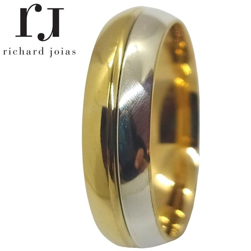 ALIANÇA DE MOEDA 6,0MM ANATÔMICA ABAULADA C/ METADE PRATA