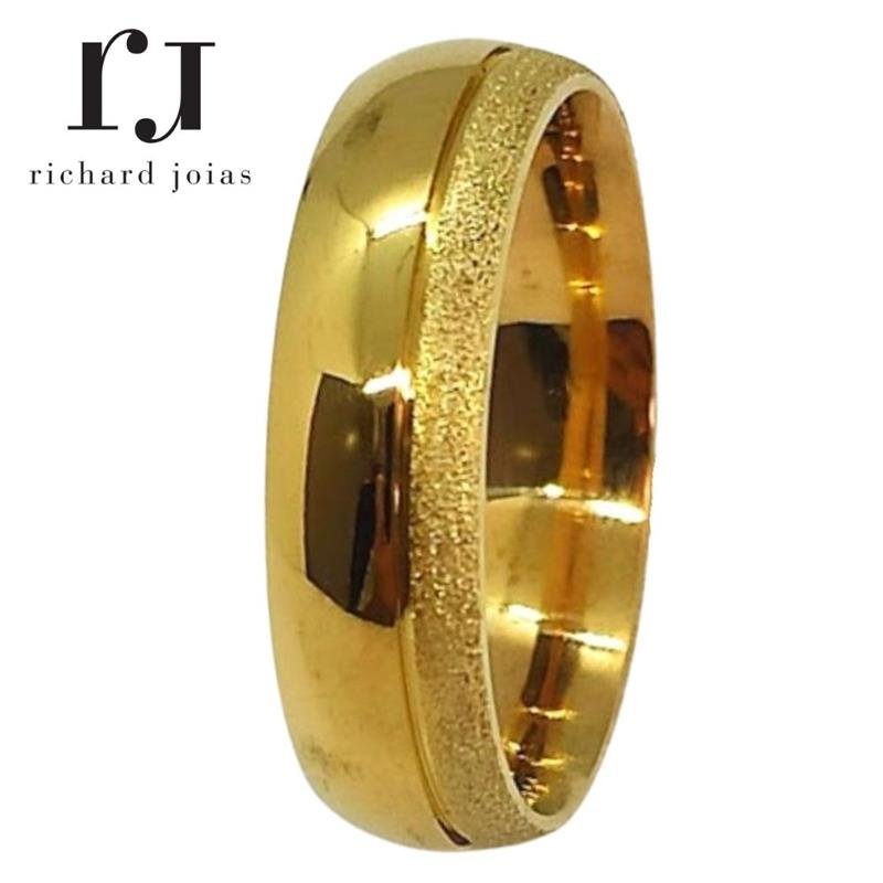 ALIANÇA DE MOEDA 6,0MM ANATÔMICA ABAULADA POLIDA E DIAMANTADA C/FRISO 0,50