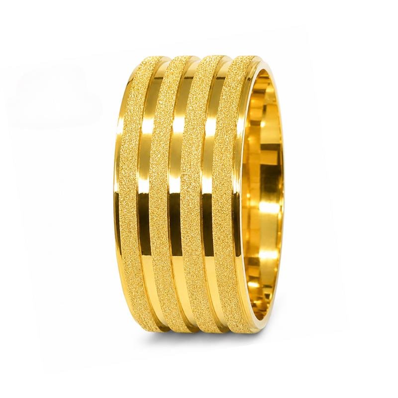 ALIANÇA DE MOEDA 10MM QUADRADA DIAMANTADA C/03 FRISOS DE 1MM