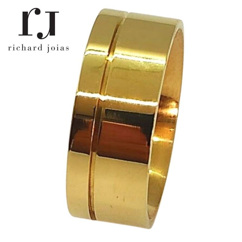 ALIANÇA DE MOEDA 8,0MM QUADRADA C/01 FRISO 0,50