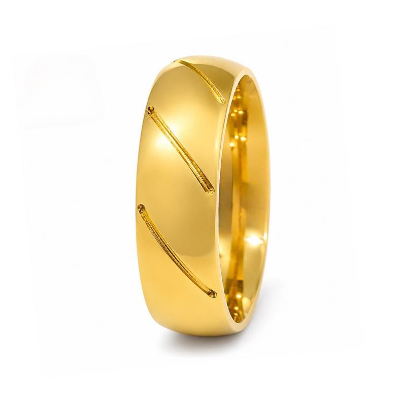 ALIANÇA DE MOEDA 8,0MM ABAULADA PERSONALIZADA C/03 FRISOS DIAGONAL