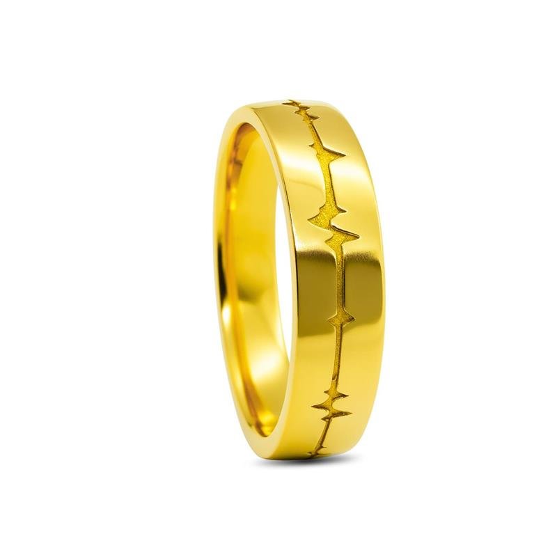 ALIANÇA DE MOEDA 6,0MM ANATÔMICA QUADRADA C/ BATIMENTO CARDIACO