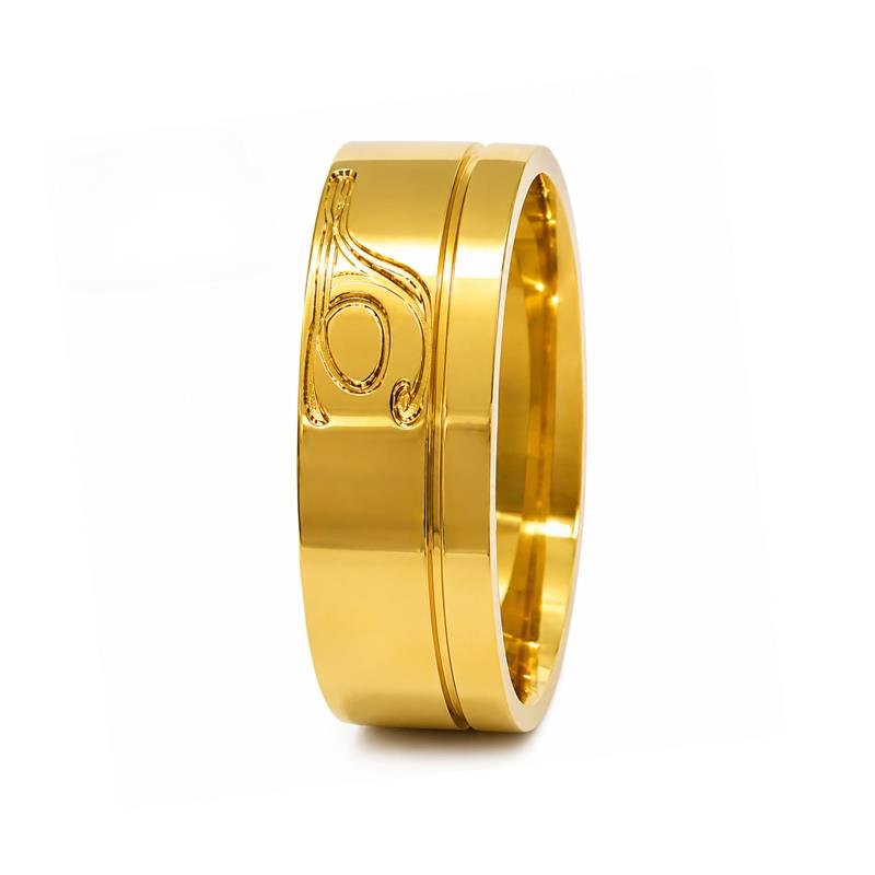 ALIANÇA DE MOEDA 8,0MM ANATÔMICA QUADRADA PERSONALIZADA E 01 FRISO 0,50
