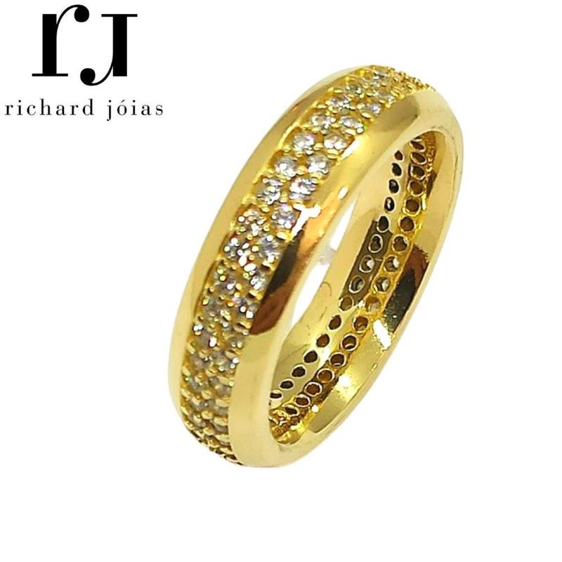 ALIANÇA DE MOEDA 6,0MM ANATÔMICA C/88 PEDRAS