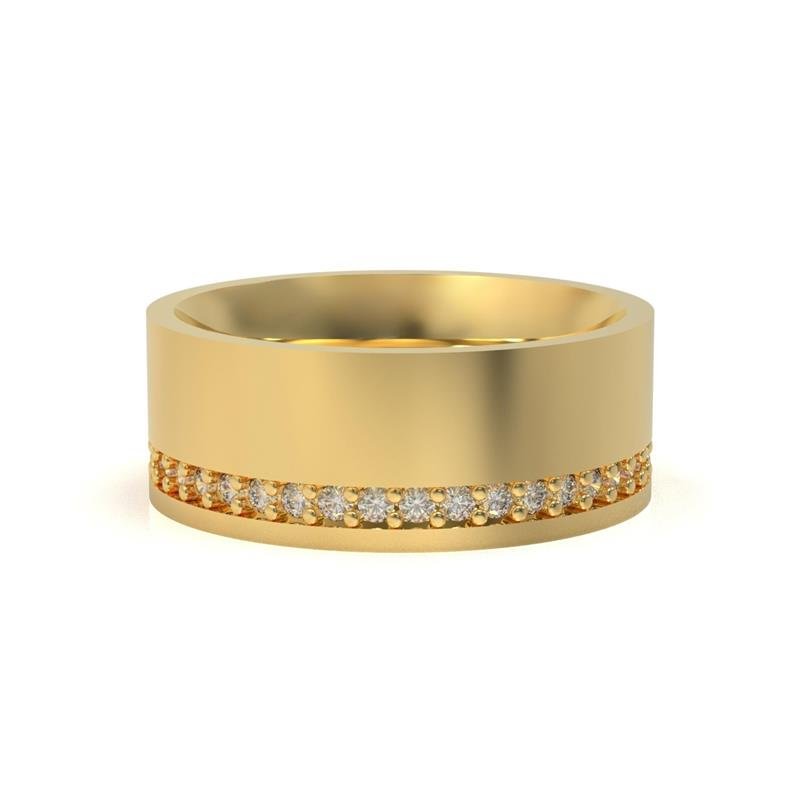 ALIANÇA DE MOEDA 8,0MM QUADRADA C/21 PEDRAS