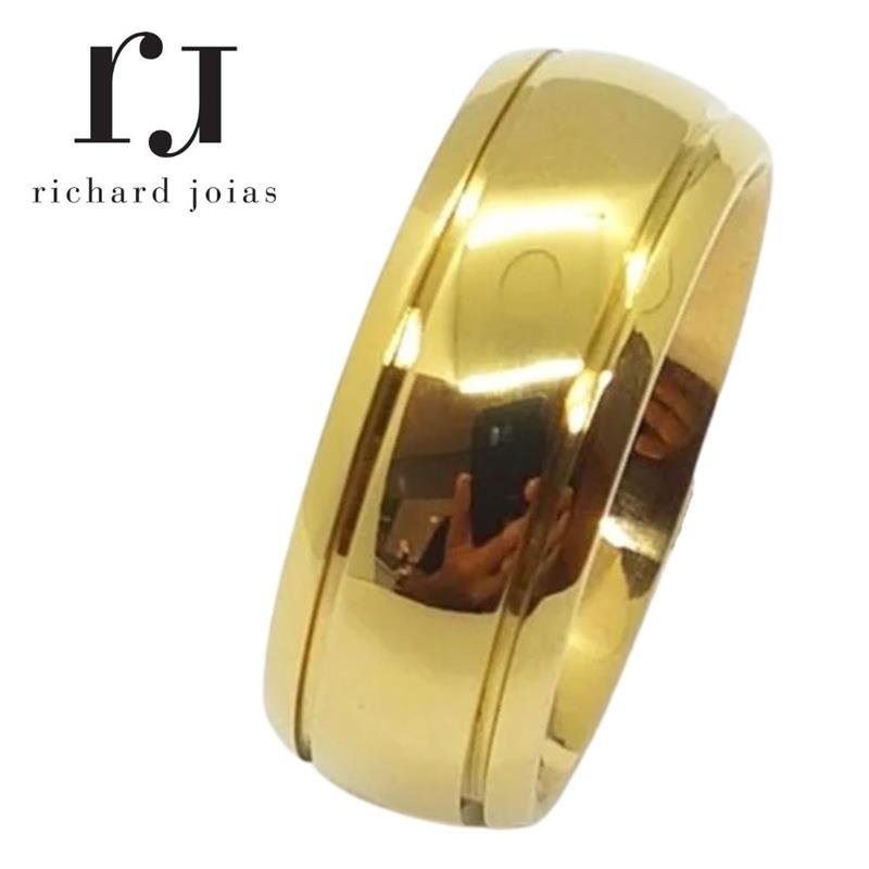 ALIANÇA DE MOEDA 7,0MM ANATÔMICA ABAULADA C/02 FRISOS 0,50