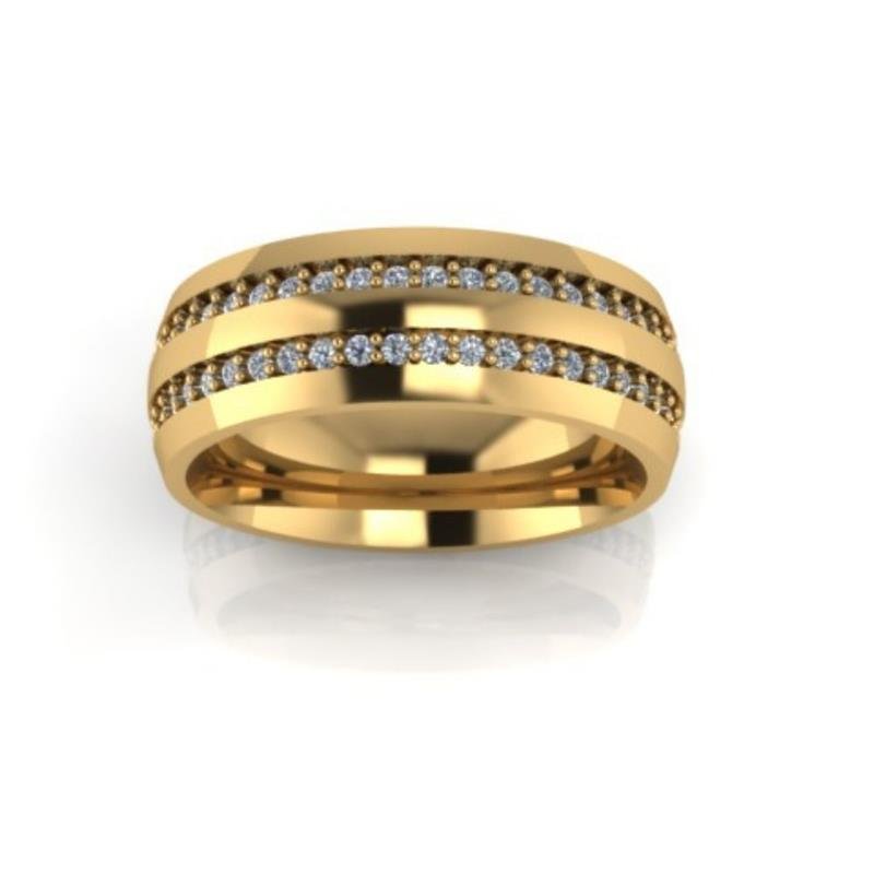 ALIANÇA DE MOEDA 7,0MM ANATÔMICA ABAULADA C/88 PEDRAS