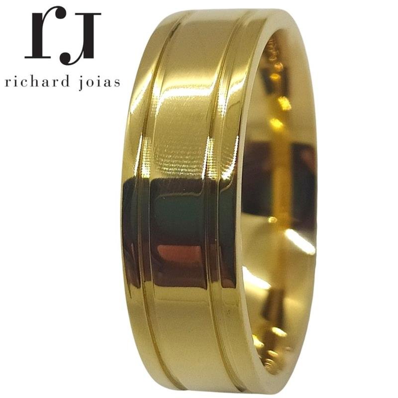 ALIANÇA DE MOEDA 6,0MM QUADRADA C/02 FRISO 0,50