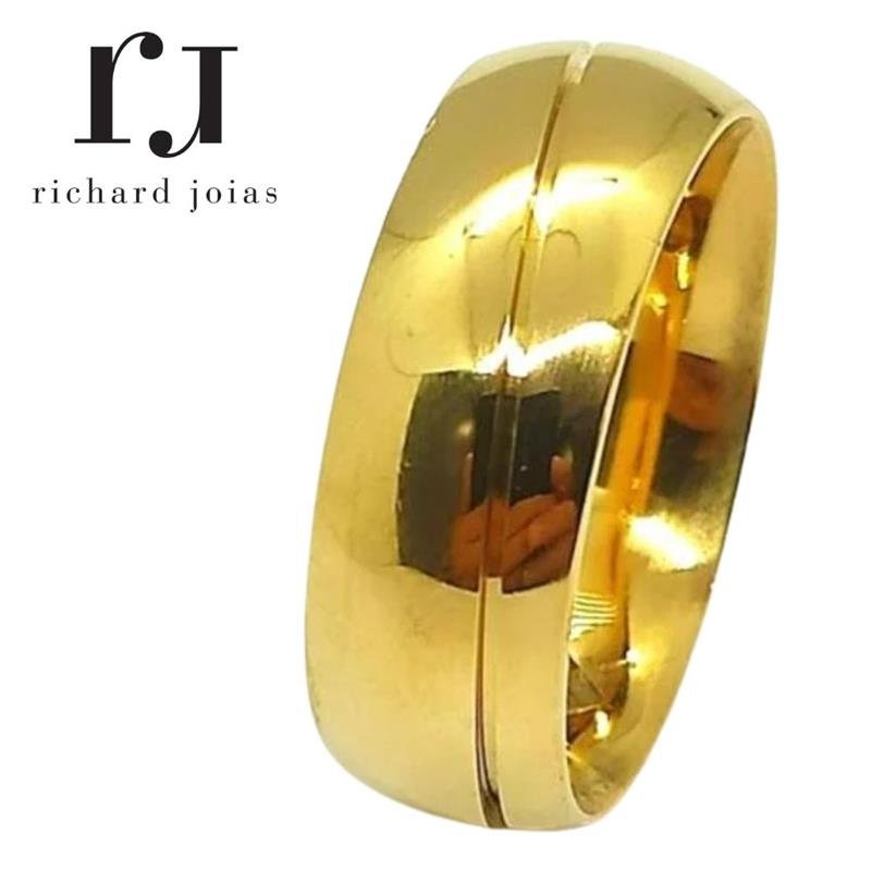 ALIANÇA DE MOEDA 8,0MM ANATÔMICA ABAULADA C/01 FRISO 0,50 TORCIDO