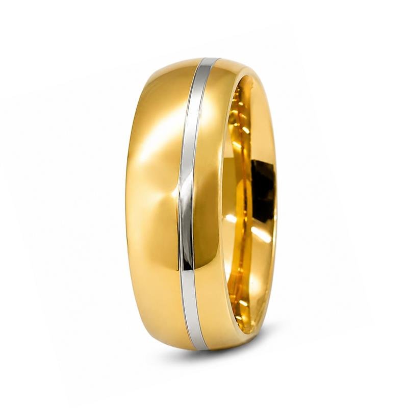 ALIANÇA DE MOEDA 8,0MM C/FILETE DE PRATA CURVADO