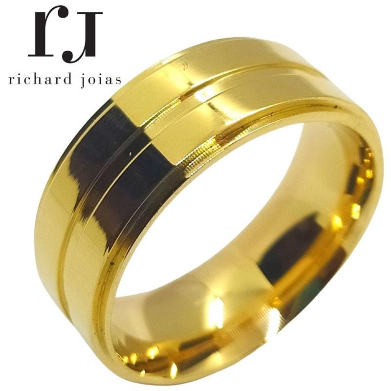 ALIANÇA DE MOEDA 8,0MM QUADRADA C/ 01 FRISO 1MM E A LATERAL REBAIXADA