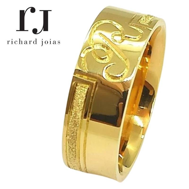 ALIANÇA DE MOEDA 8,0MM ANATÔMICA QUADRADA PERSONALIZADA C/LETRA FRISO E DIAMANTADA