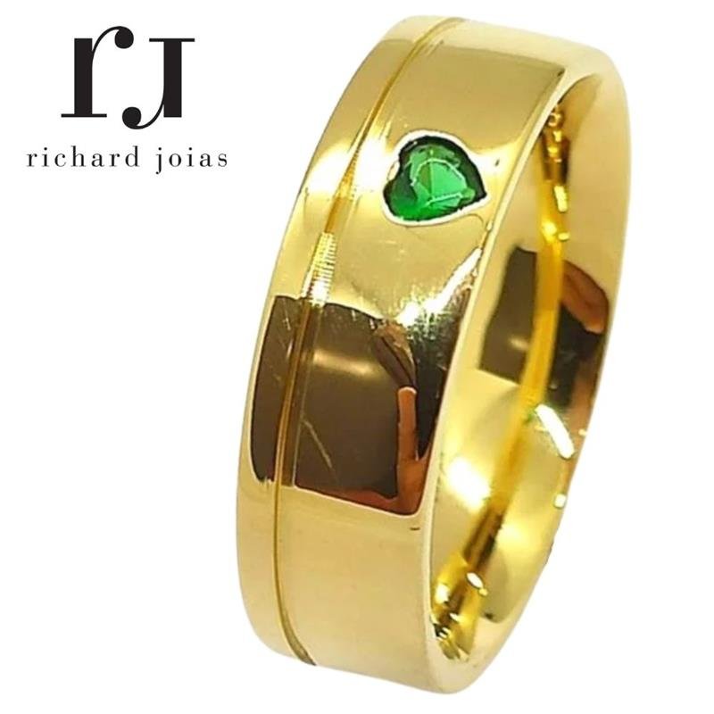 ALIANÇA DE MOEDA 6,0MM ANATÔMICA QUADRADA CORAÇÃO C/01 PEDRA E 1 FRISO 1MM