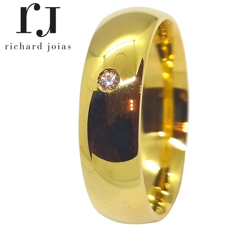 ALIANÇA DE MOEDA 6,0MM ANATÔMICA ABAULADA C/01 PEDRA