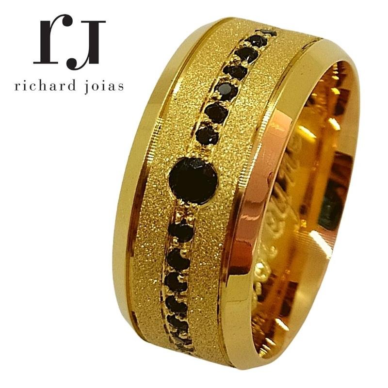 ALIANÇA DE MOEDA 8,0MM QUADRADA CHANFRADA DIAMANTADA C/15 PEDRAS