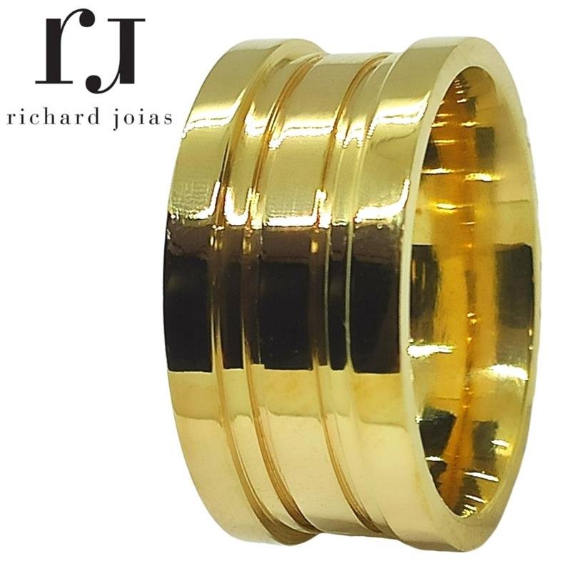 ALIANÇA DE MOEDA 10MM ANATÔMICA QUADRADA REBAIXADA C/02 FRISOS 0,50