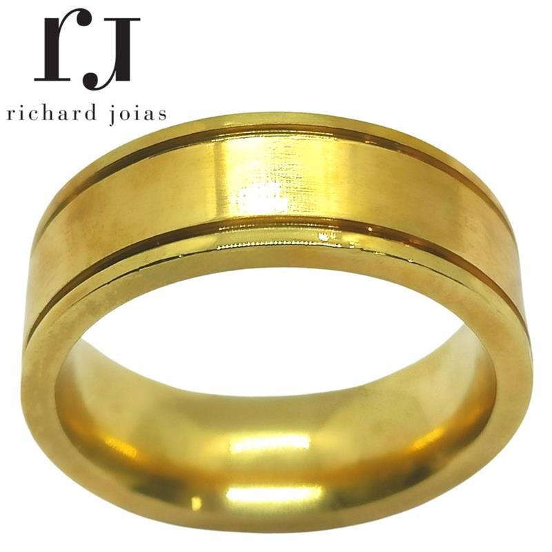 ALIANÇA DE MOEDA 7,0MM ANATÔMICA QUADRADA C/02 FRISOS