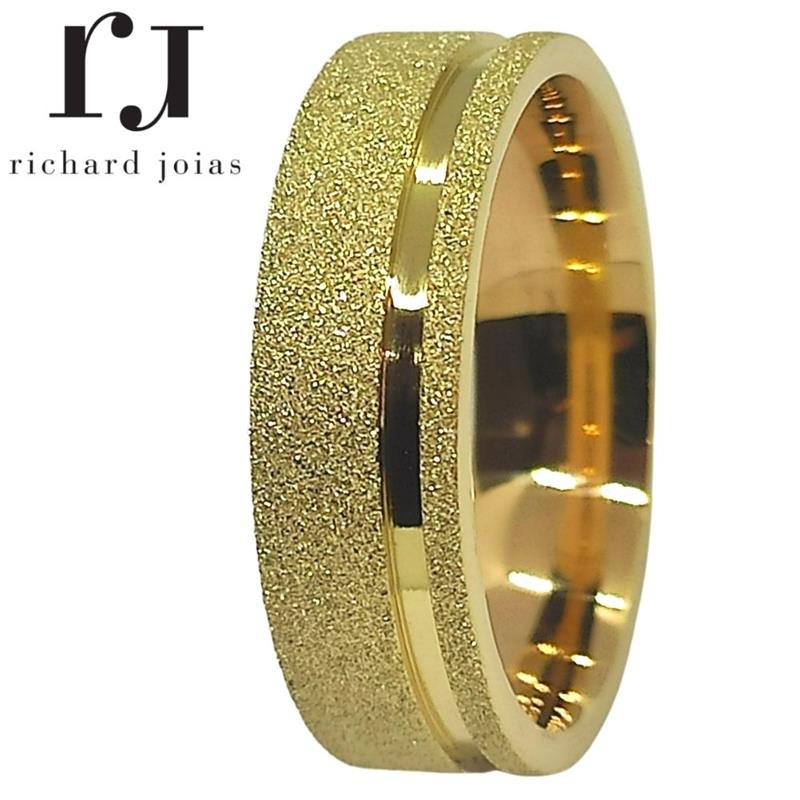 ALIANÇA DE MOEDA 6,0MM ANATÔMICA QUADRADA DIAMANTADA C/ 01 FRISO LATERAL