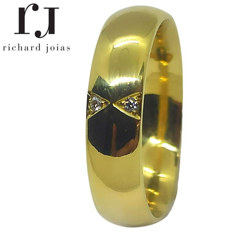 ALIANÇA DE MOEDA 8,0MM *ANATÔMICA ABAULADA CANALETA DIAMATADA