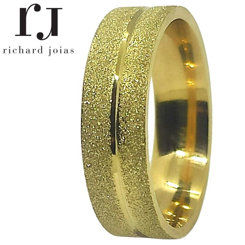 ALIANÇA DE MOEDA 6,0MM ANATÔMICA QUADRADA DIAMANTADA C/01 FRISO CENTRAL DE 130º