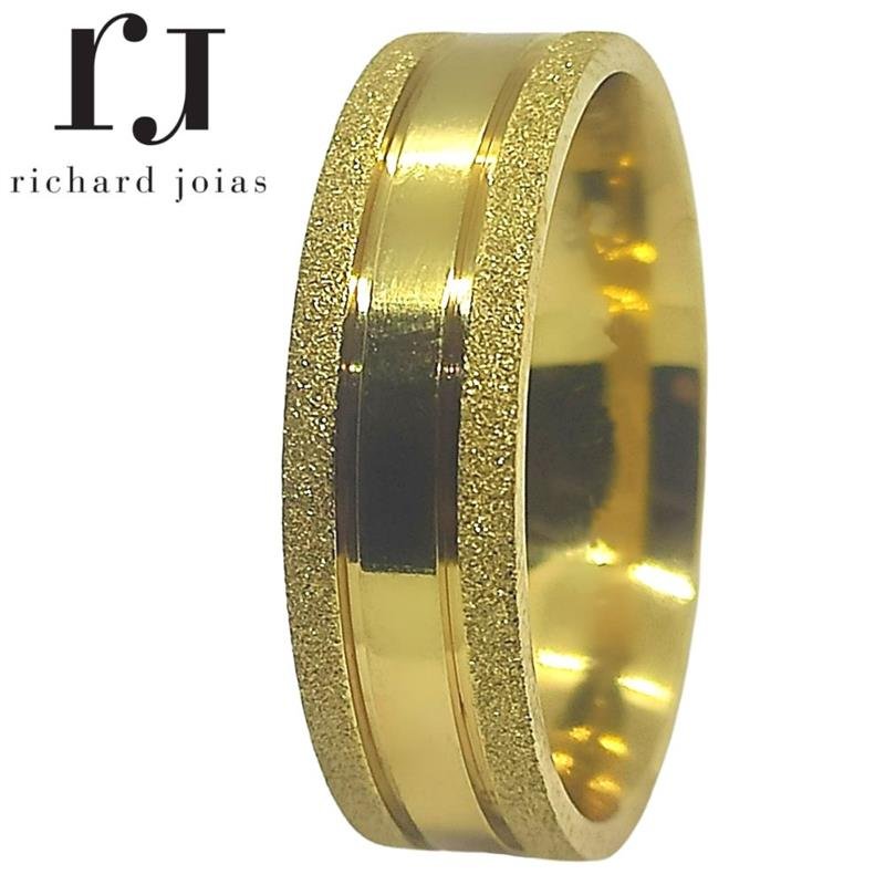 ALIANÇA DE MOEDA 6,0MM ANATÔMICA QUADRADA C/02 FRISOS E DIAMANTADO