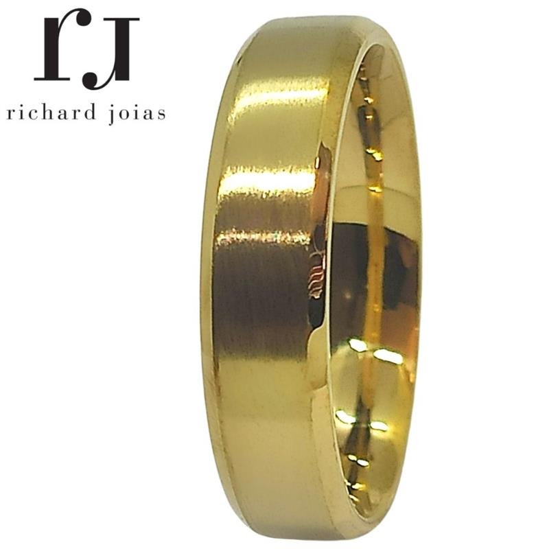 ALIANÇA DE MOEDA 5,0MM ANATÔMICA QUADRADA CHANFRADA FOSCA