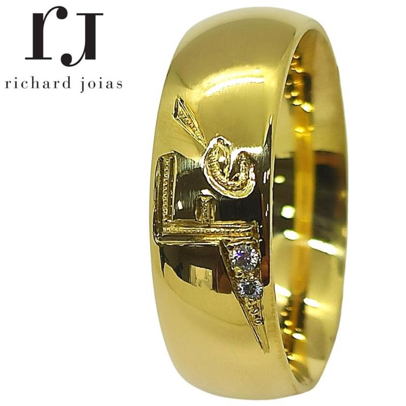 ALIANÇA DE MOEDA 7,0MM ANATÔMICA ABAULADA C/ TRABALHADO EM FÉ E 02 PEDRAS