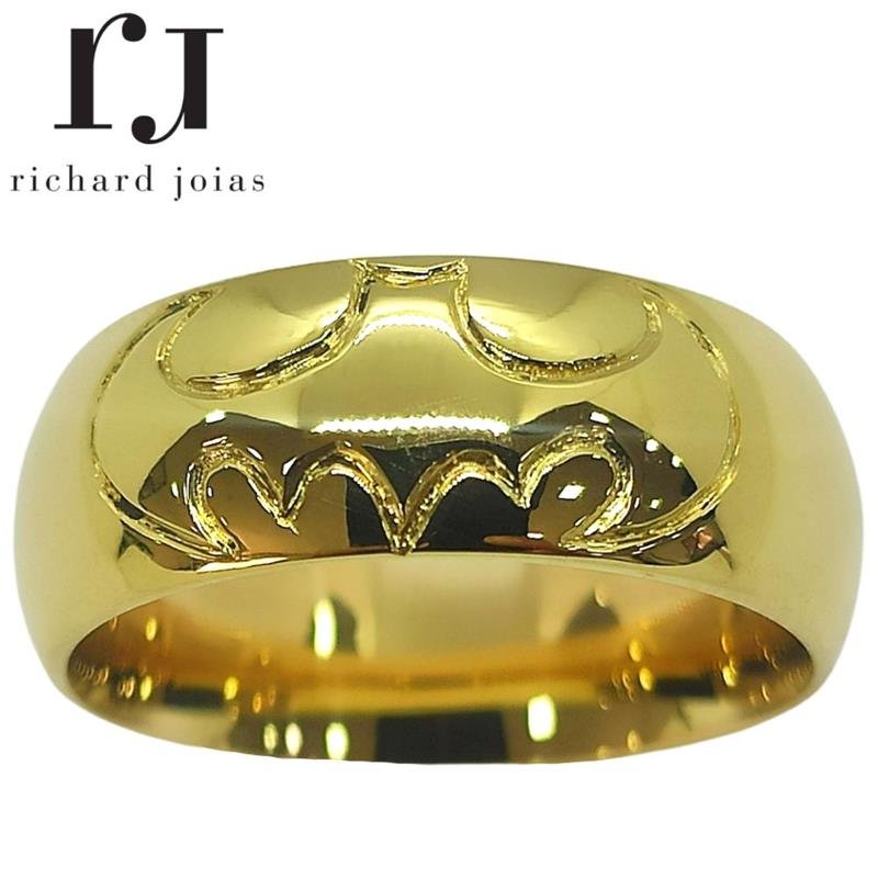 ALIANÇA DE MOEDA 8,0MM ANATÔMICA ABAULADA PERSONALIZADA C/ DEZENHO DO BATMAN