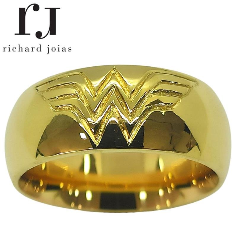 ALIANÇA DE MOEDA 8,0MM ANATÔMICA ABAULADA MULHER MARAVILHA