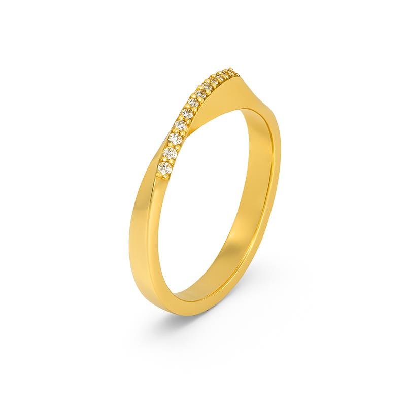 ALIANÇA DE MOEDA 3,0MM QUADRADA C/DETALHE TORCIDO E 13 PEDRAS