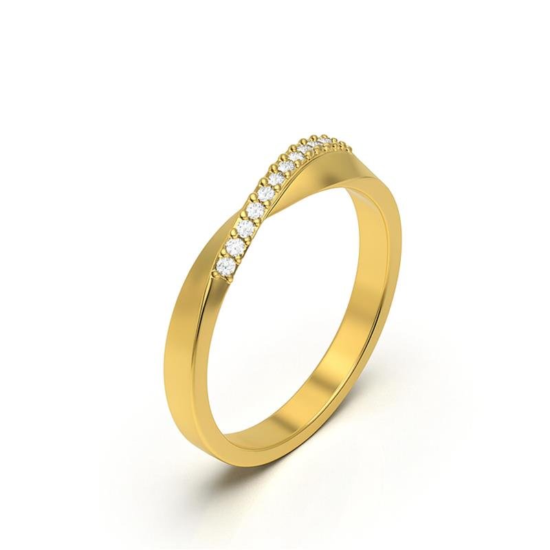 ALIANÇA DE MOEDA 3,0MM QUADRADA C/DETALHE TORCIDO E 13 PEDRAS