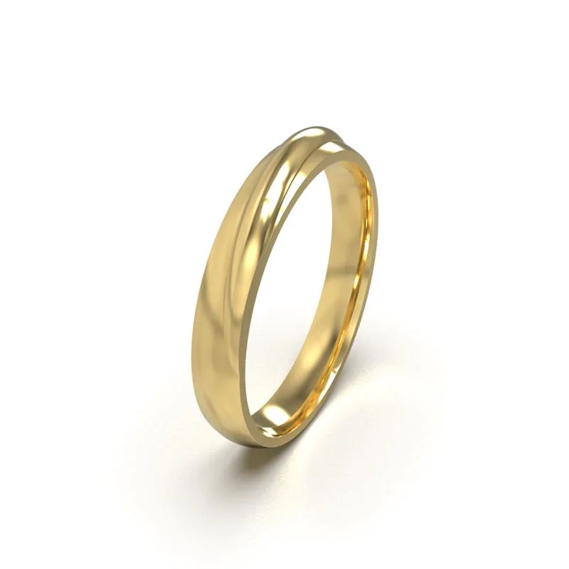 ALIANÇA DE MOEDA 3,0MM ABAULADA TRABALHADA INTERNO ANATÔMICO