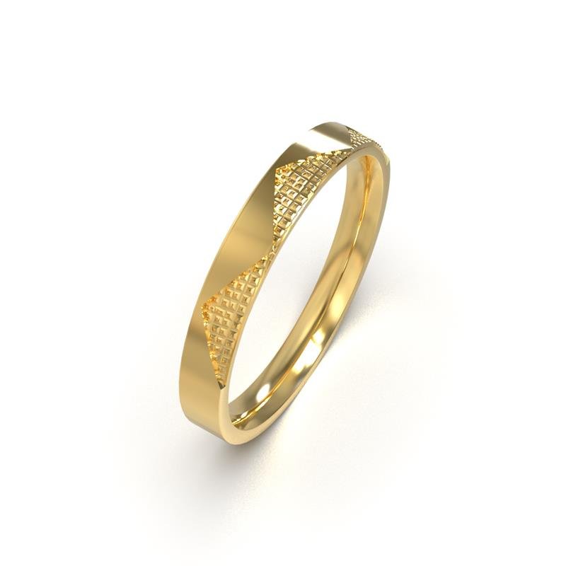 ALIANÇA DE MOEDA 3,0MM QUADRADA INTERNO ANATÔMICO TRABALHADA