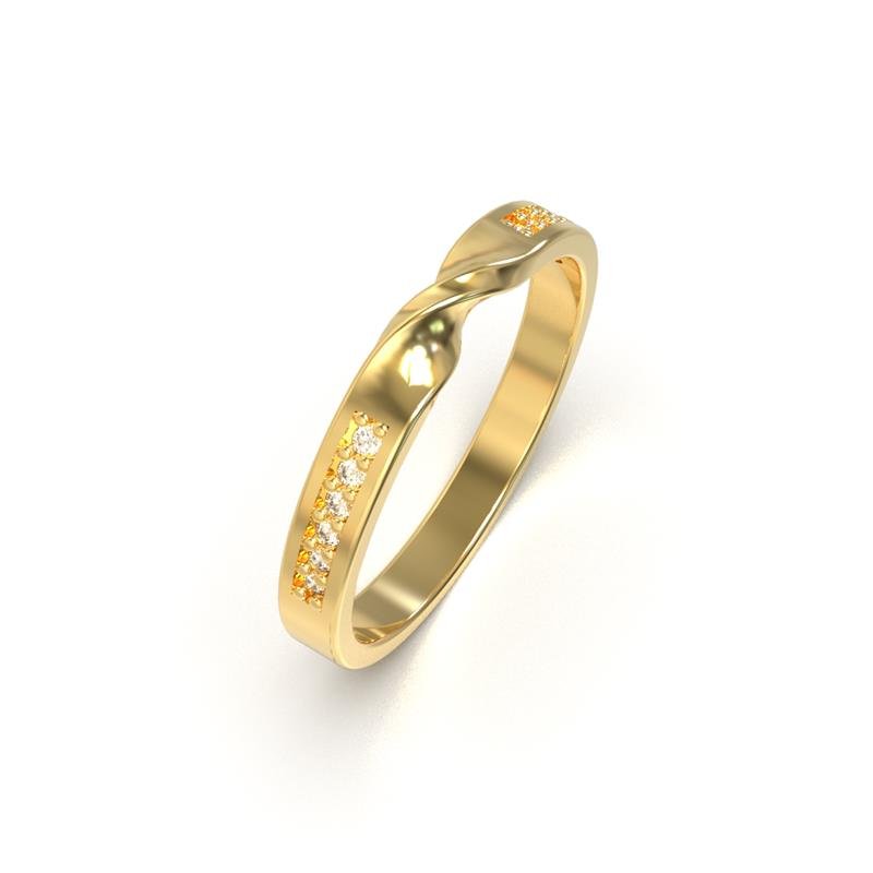 ALIANÇA DE MOEDA 3,0MM QUADRADA INTERNO RETO TORCIDA C/12 PEDRAS